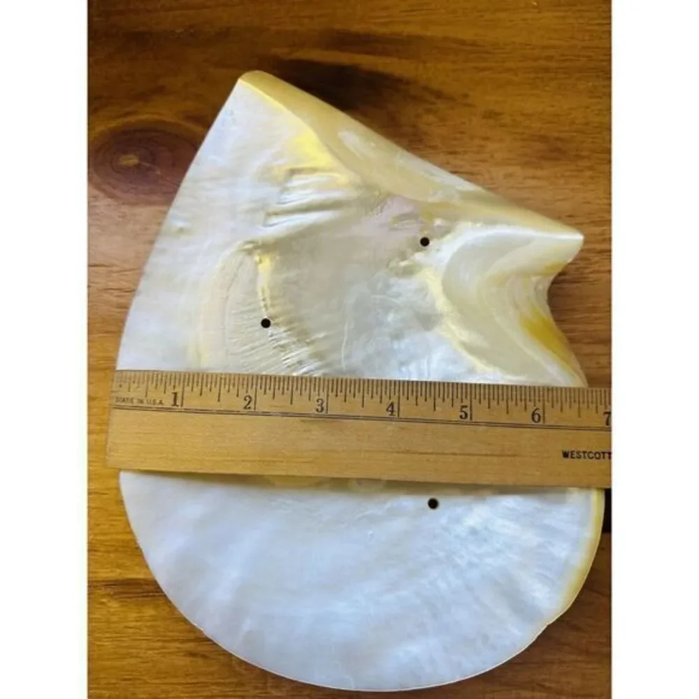 Vintage Large Genuine‎ Mother Of Pearl Sea Shell Caviar Dish Trinket Tray Plate